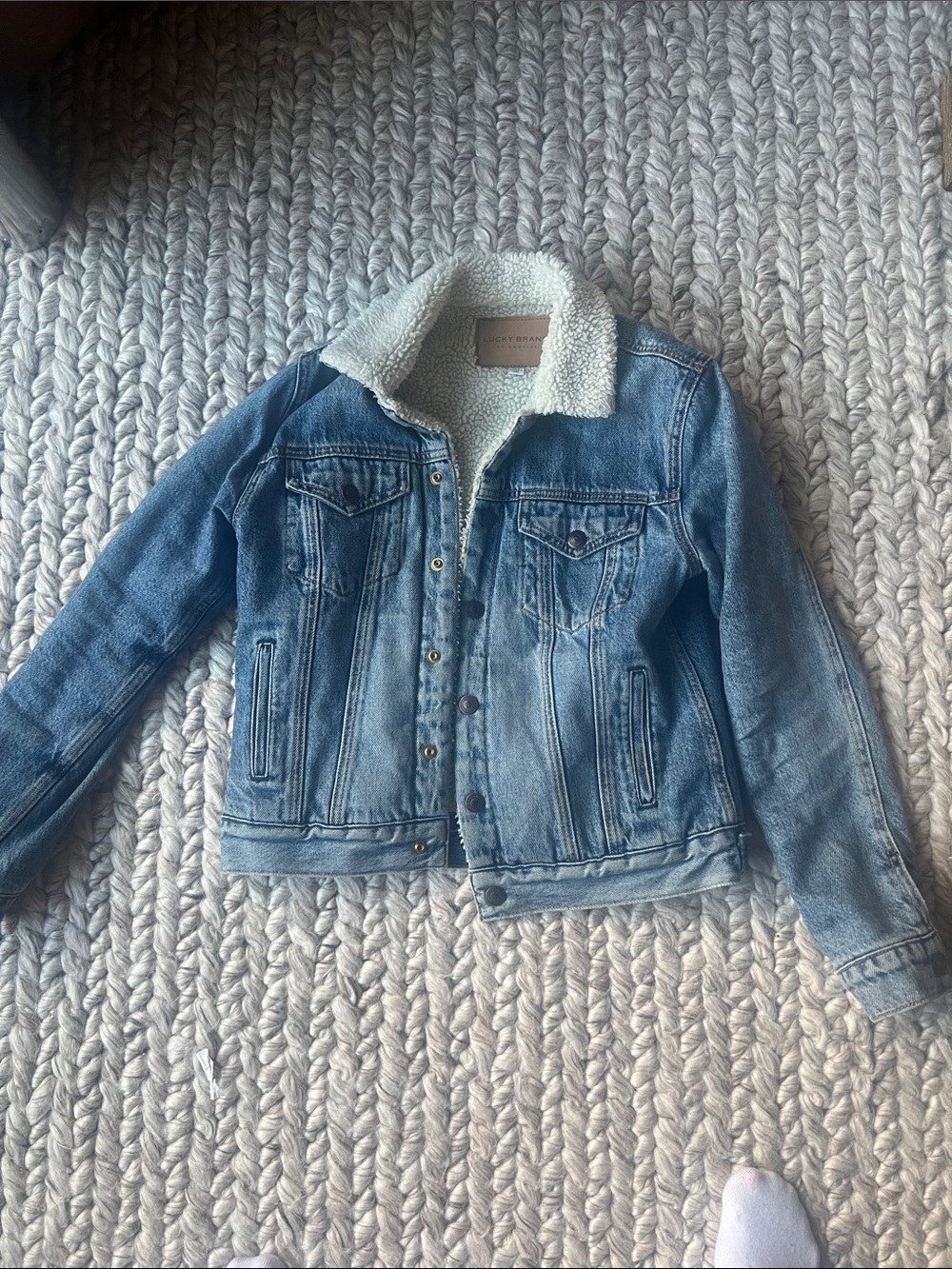 Lucky Brand Light Blue Sherpa-Lined Denim Jacket
